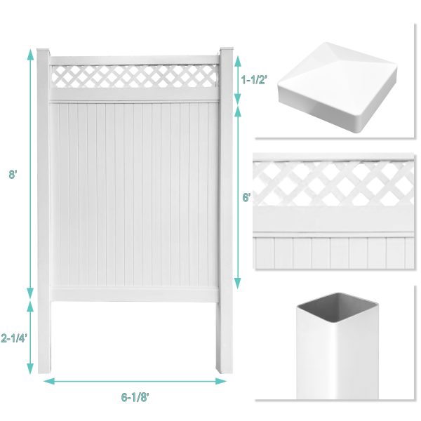 Uyardus 8'H x 6'W x 5 set  Panel Top See Through 8x6 PVC Outdoor Privacy Screen Fence Panels - Image 3