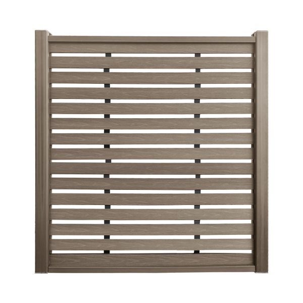 Uyard Walnut Wood Small Panel Half See Through WPC Privacy Fence Panels for Outside,6ft(W) x 6ft(H) Outdoor Privacy Panels with 2 Posts,Wind Resistant Wood Plastic Composite Fencing Panels for Patio,Backyard,Garden and Swimming Pool